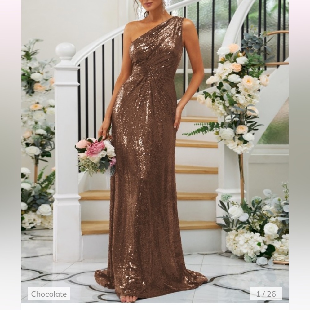 Brown Sequined Bridesmaid/Prom Dress - Women’s Size 4 Needs Tailored!!